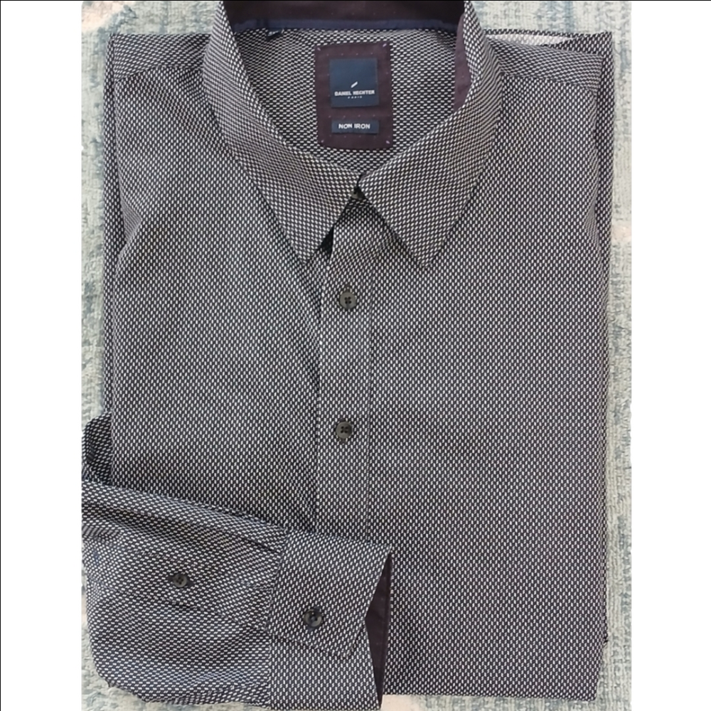 Hechter Paris Premium Cotton Button Down shirt Mens 4XT LIKE NEW Black print